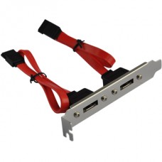 ASTROTEK DUAL E-SATA PORTS TO MOTHERBOARD AADAPTER WITH BRACKET, 2 X SATA TO 2 X ESATA, 26AWG